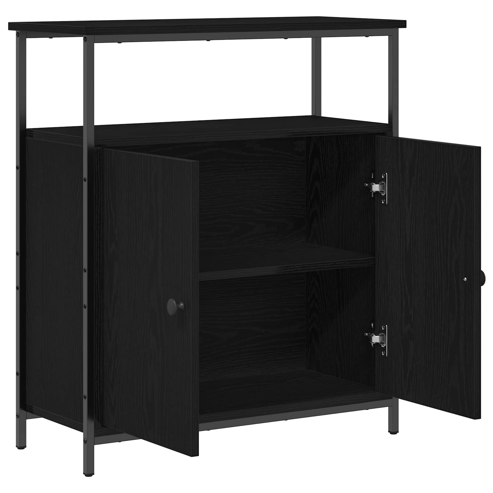 Sideboard Schwarz Eichen-Optik 70 x 30 x 80 cm Holzwerkstoff
