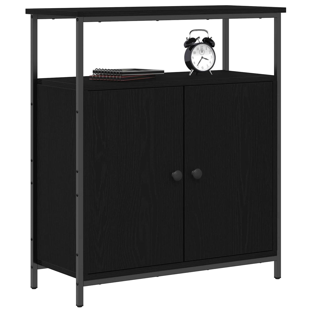 Sideboard Schwarz Eichen-Optik 70 x 30 x 80 cm Holzwerkstoff