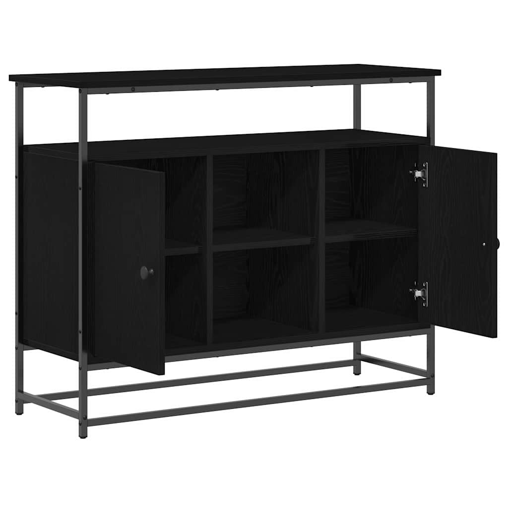 Sideboard Schwarz Eichen-Optik 100 x 35 x 80 cm Holzwerkstoff