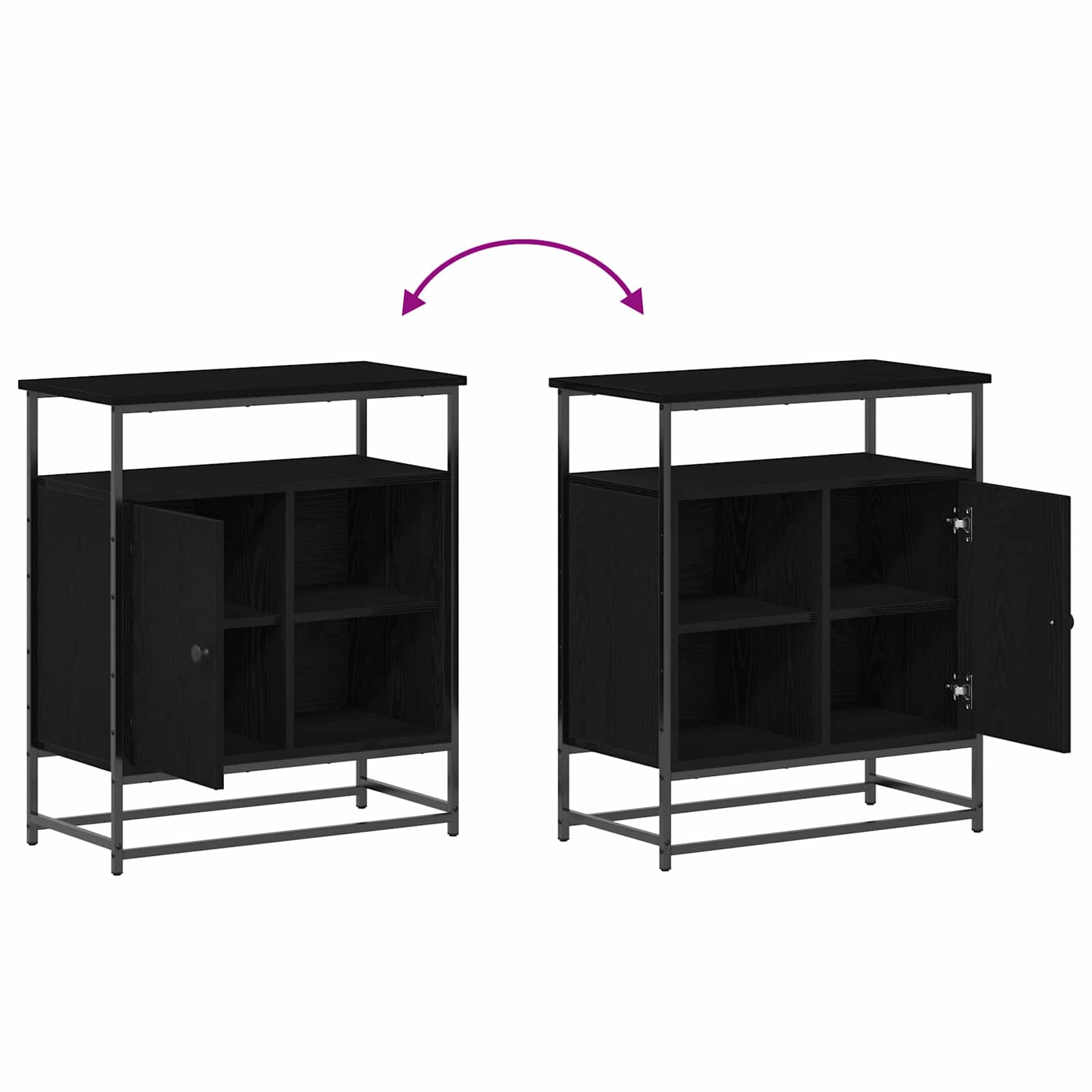 Sideboard Schwarz Eichen-Optik 69 x 35 x 80 cm Holzwerkstoff