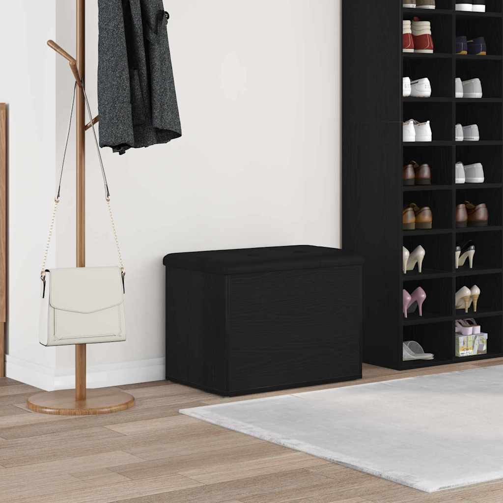 Sitzbank mit Stauraum Schwarz Eichen-Optik 62 x 42 x 45 cm