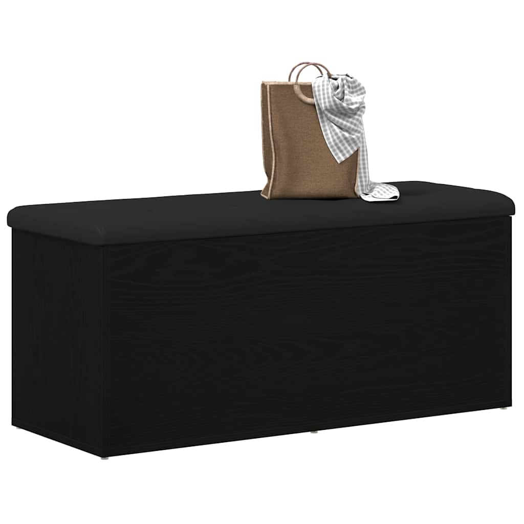 Sitzbank mit Stauraum Schwarz Eichen-Optik 102 x 42 x 45 cm