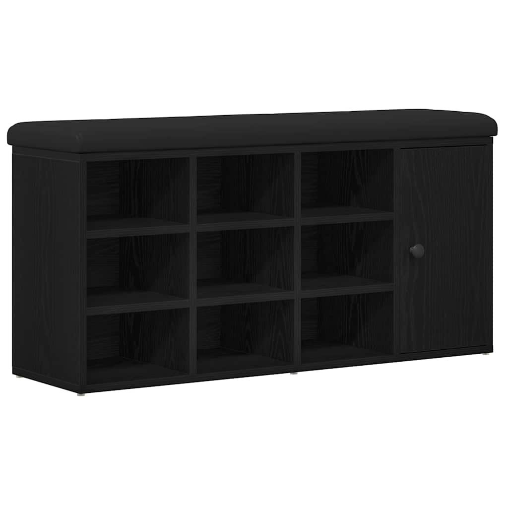 Sitzbank mit Stauraum Schwarz Eichen-Optik 102 x 32 x 50 cm