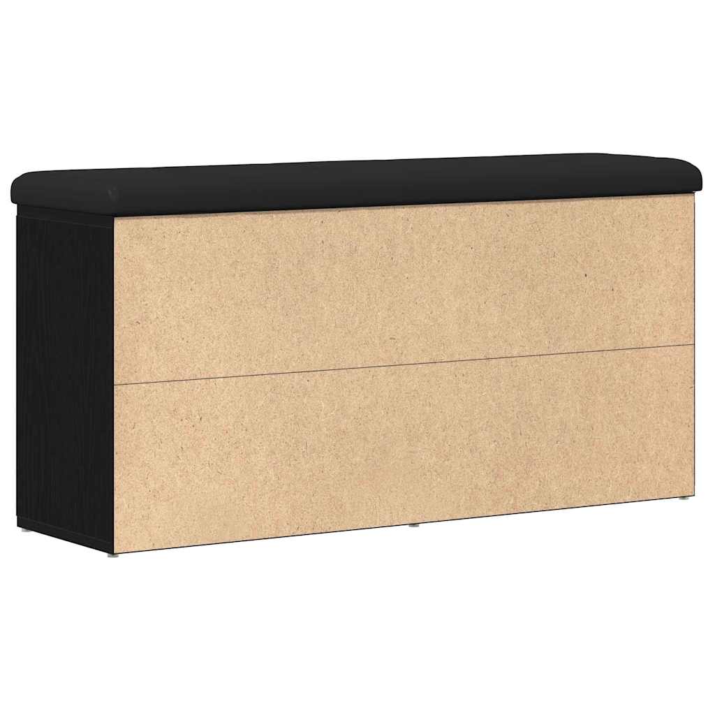 Sitzbank mit Stauraum Schwarz Eichen-Optik 102 x 32 x 50 cm