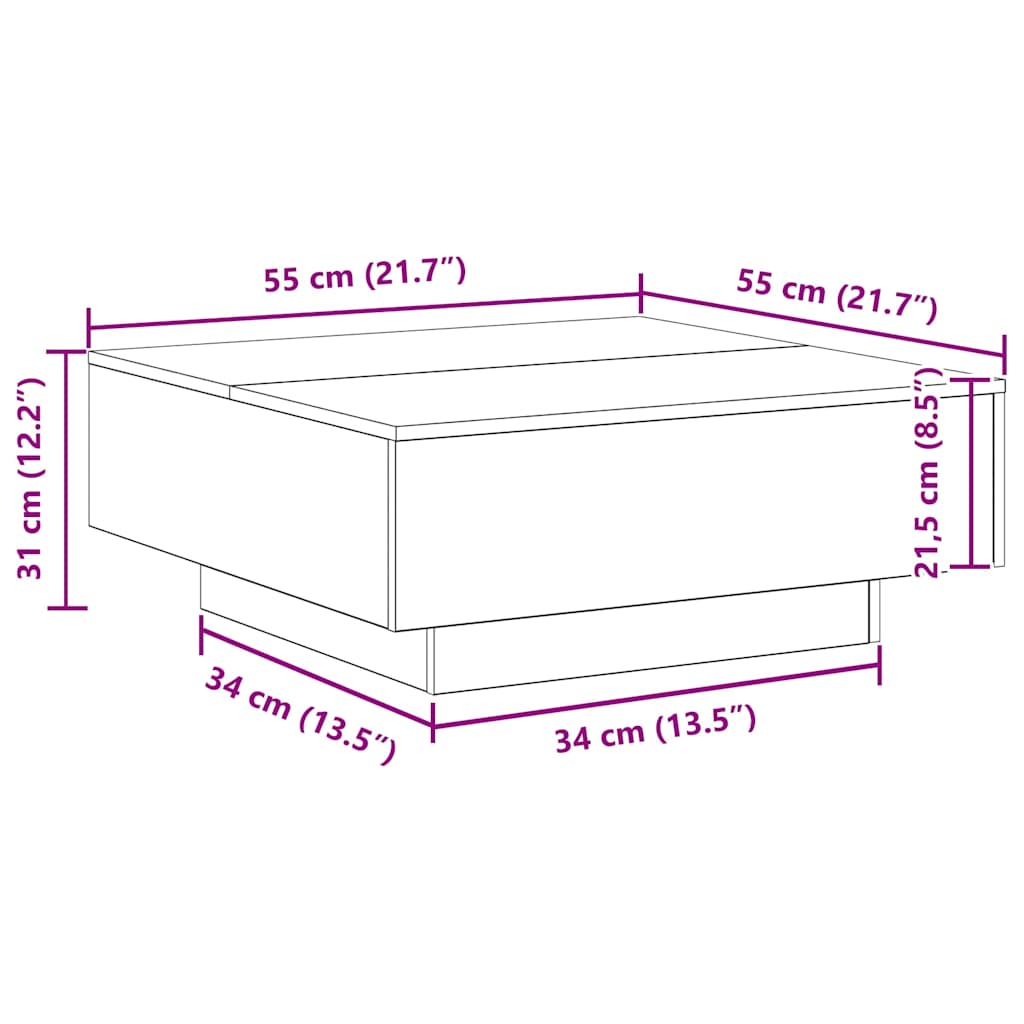 Couchtisch Artisan-Eiche 80 x 80 x 31 cm Holzwerkstoff