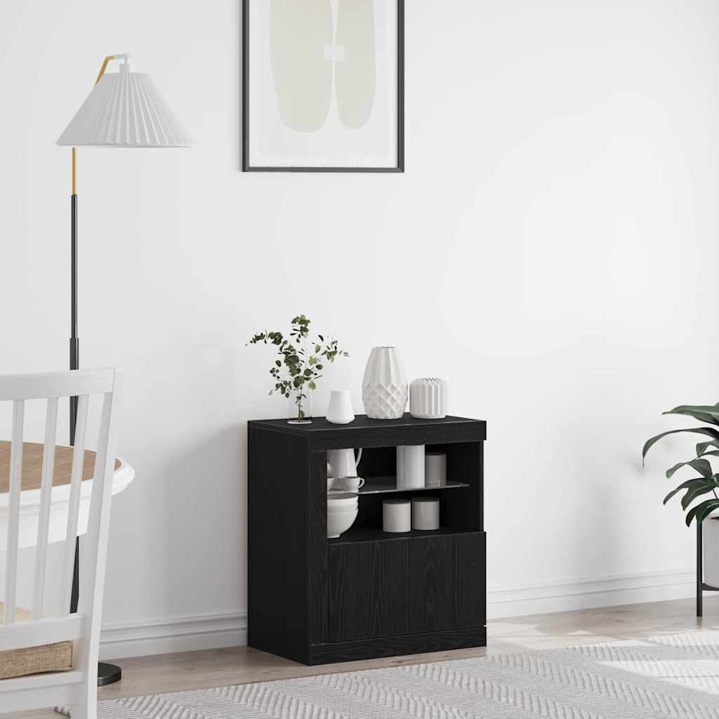 LED-Sideboard Schwarz 60,5 x 37 x 67 cm Holzwerkstoff