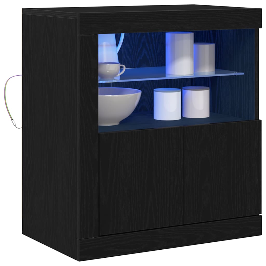 LED-Sideboard Schwarz 60,5 x 37 x 67 cm Holzwerkstoff