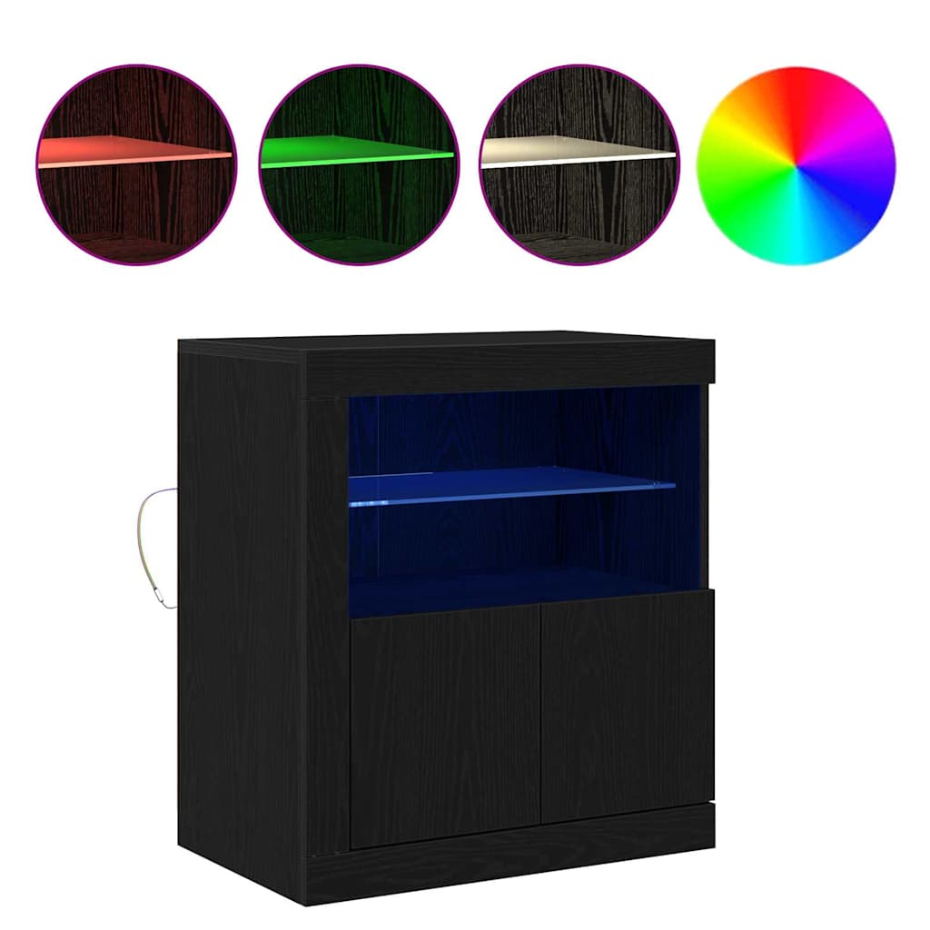 LED-Sideboard Schwarz 60,5 x 37 x 67 cm Holzwerkstoff