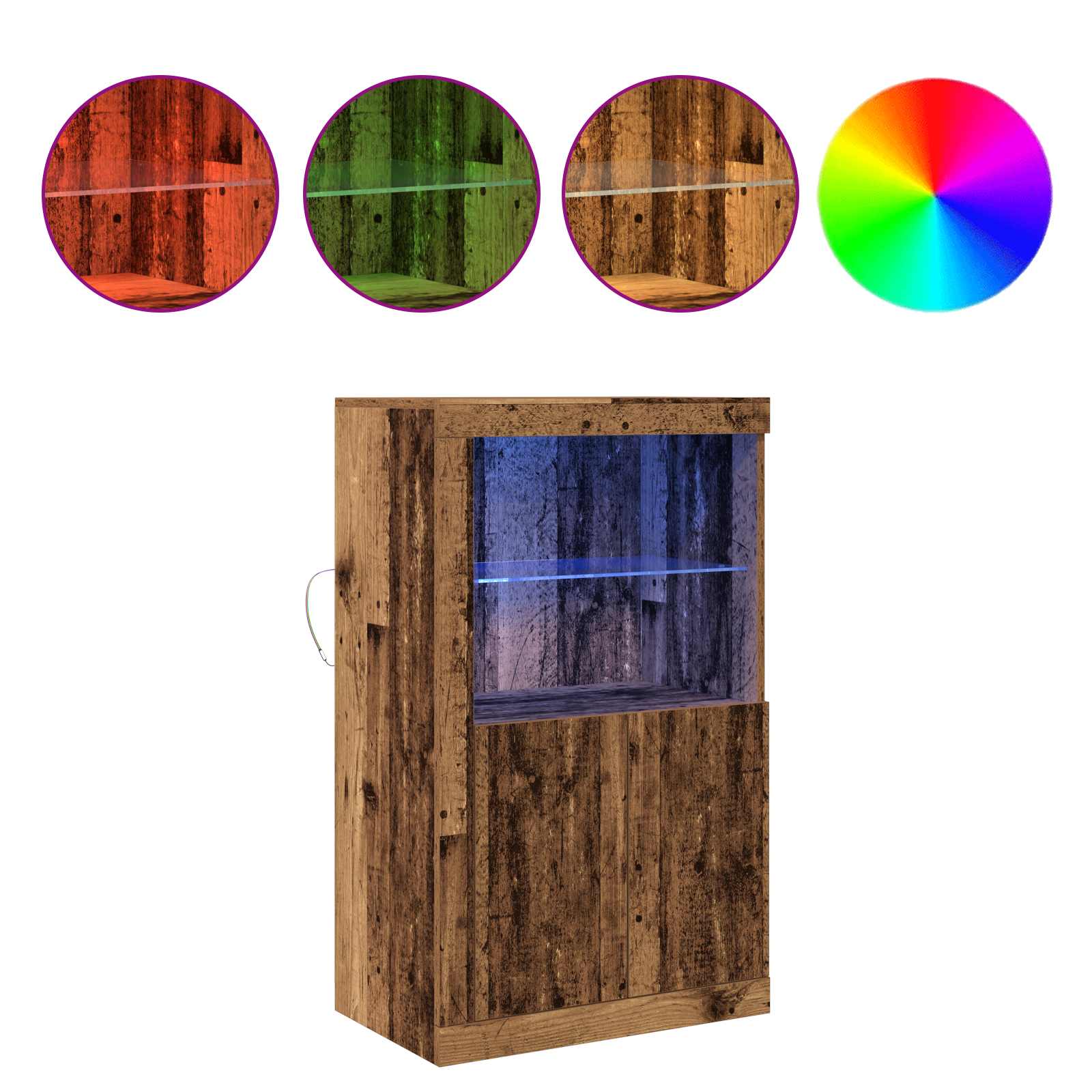 LED-Sideboard Altholz 60,5 x 37 x 100 cm Holzwerkstoff