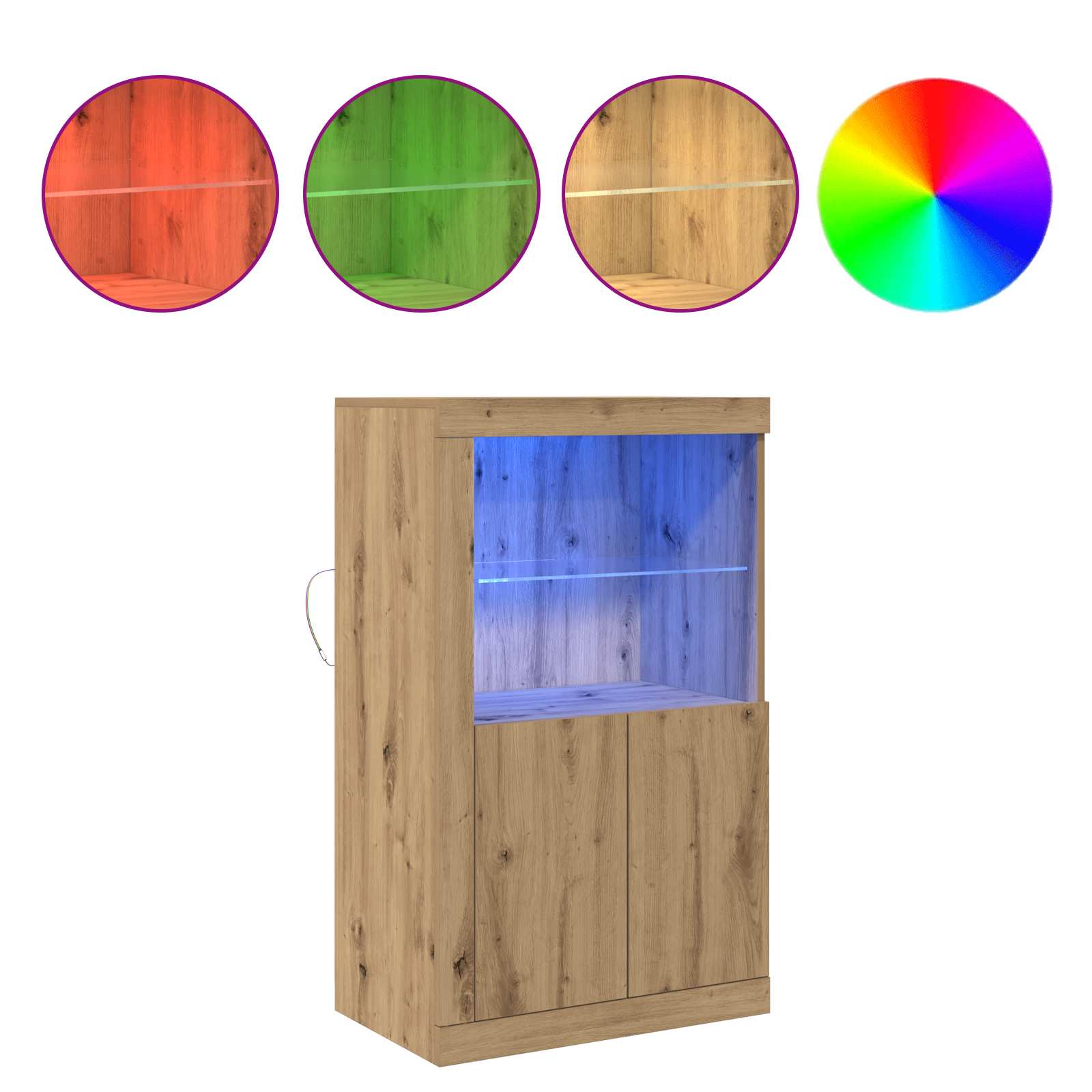 LED-Sideboard Artisan-Eiche 60,5 x 37 x 100 cm Holzwerkstoff