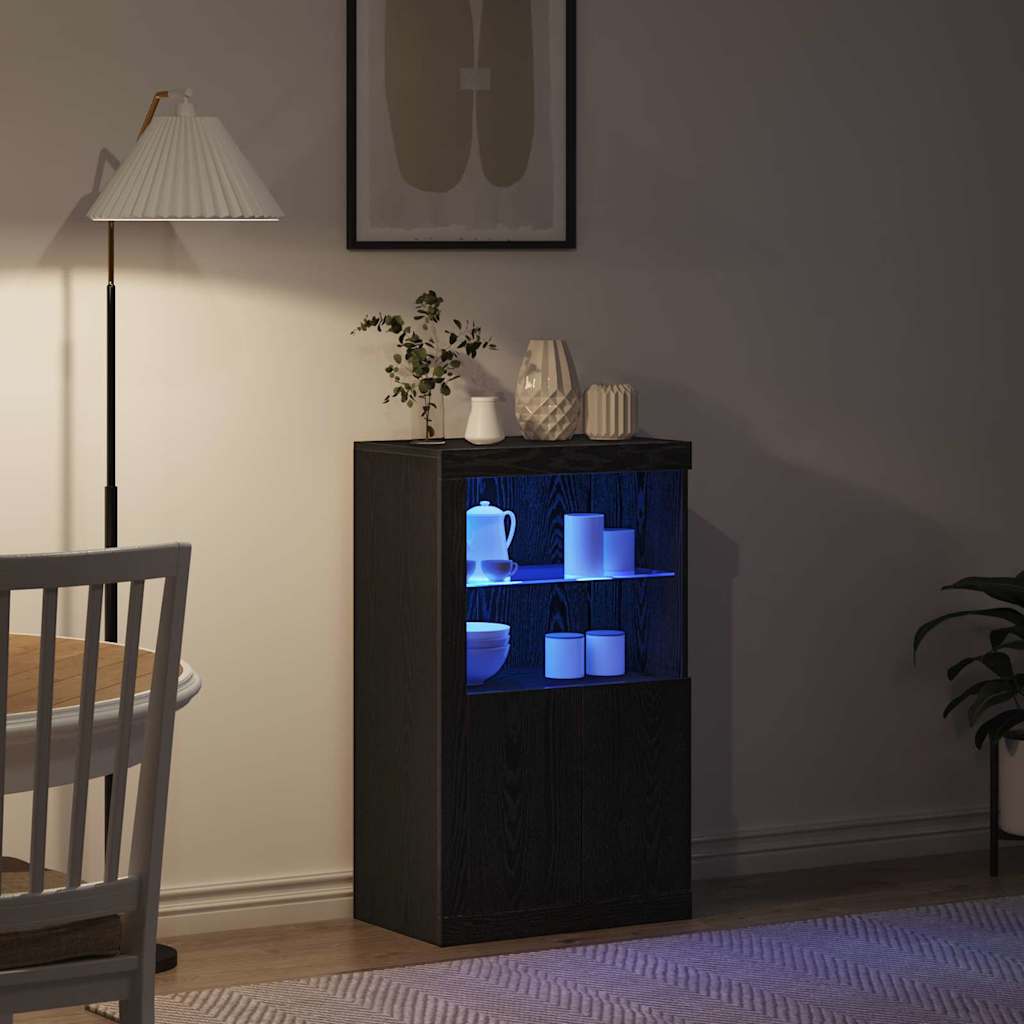 LED-Sideboard Schwarz Eichen-Optik 60,5 x 37 x 100 cm