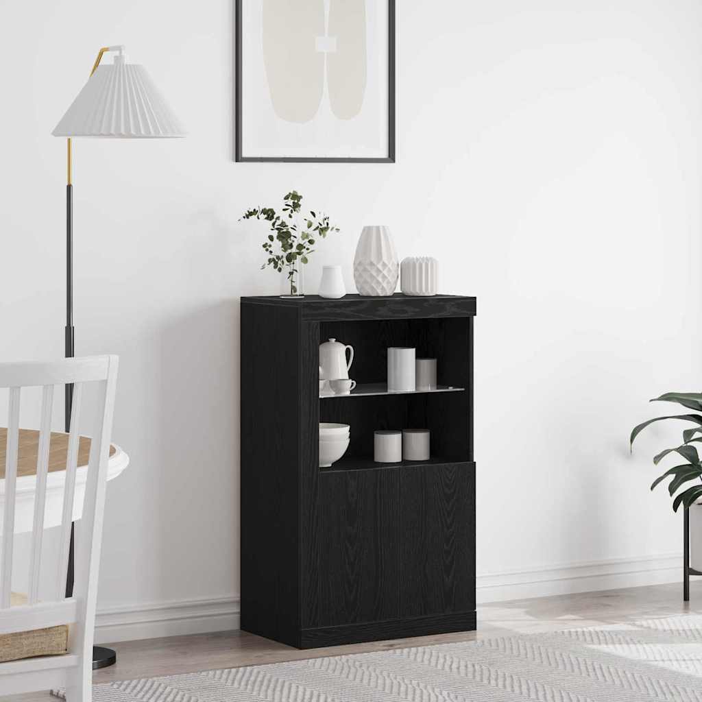LED-Sideboard Schwarz Eichen-Optik 60,5 x 37 x 100 cm