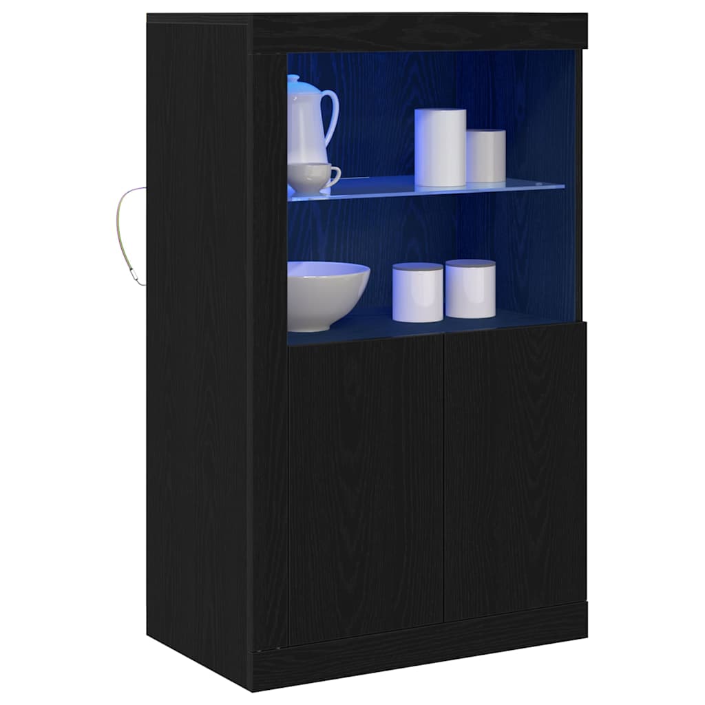 LED-Sideboard Schwarz Eichen-Optik 60,5 x 37 x 100 cm