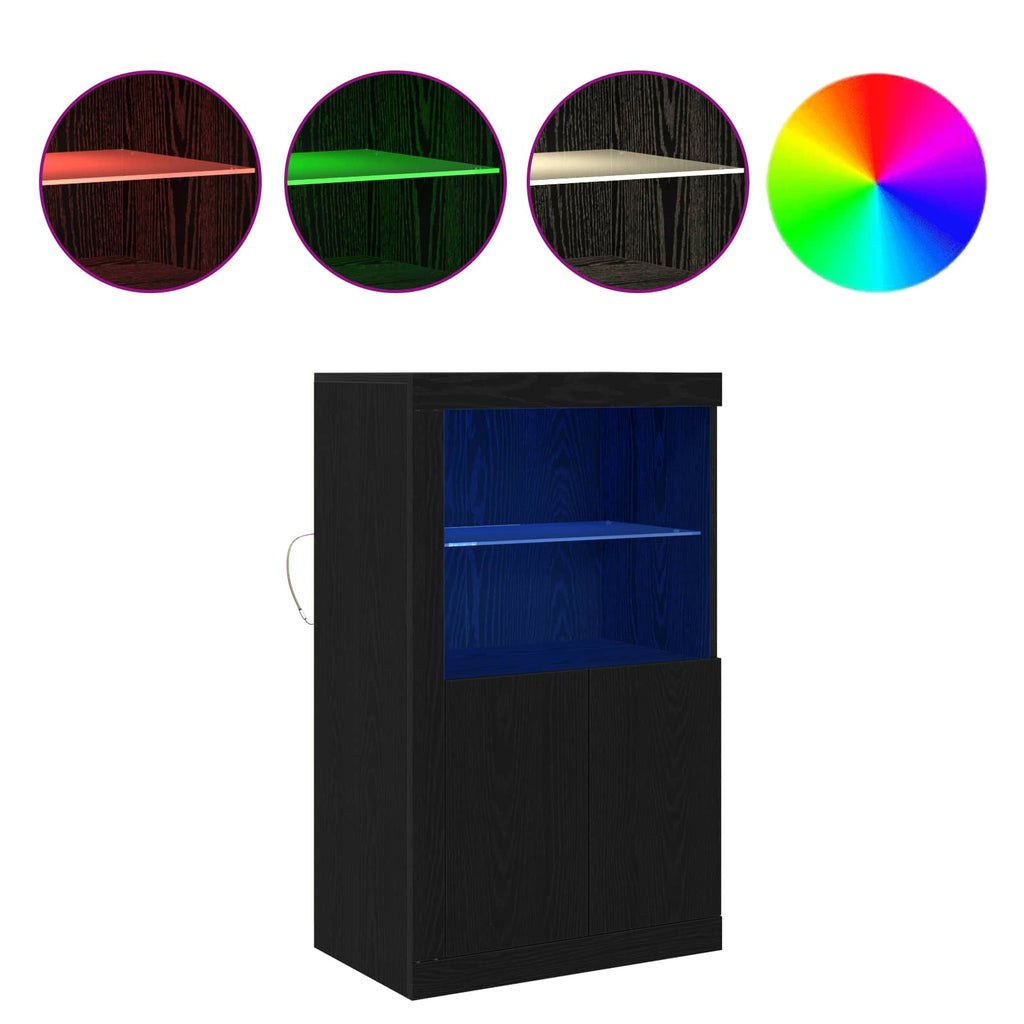 LED-Sideboard Schwarz Eichen-Optik 60,5 x 37 x 100 cm