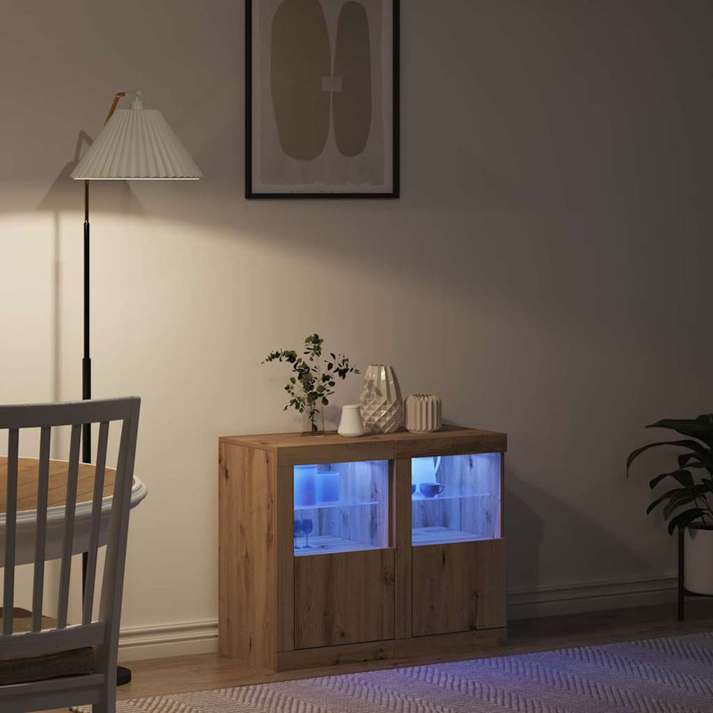 LED-Sideboard 2 pcs Artisan-Eiche 41 x 37 x 67 cm Holzwerkstoff