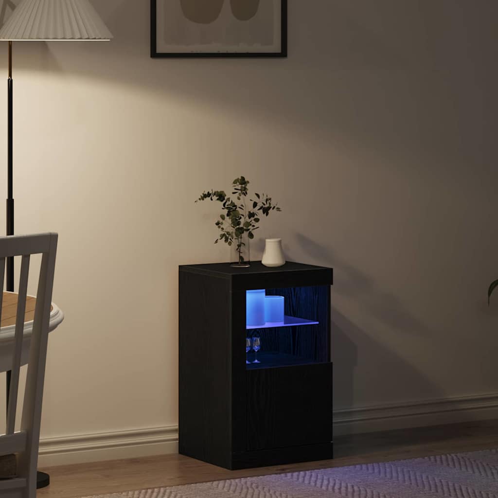 LED-Sideboard Schwarz Eichen-Optik 41 x 37 x 67 cm
