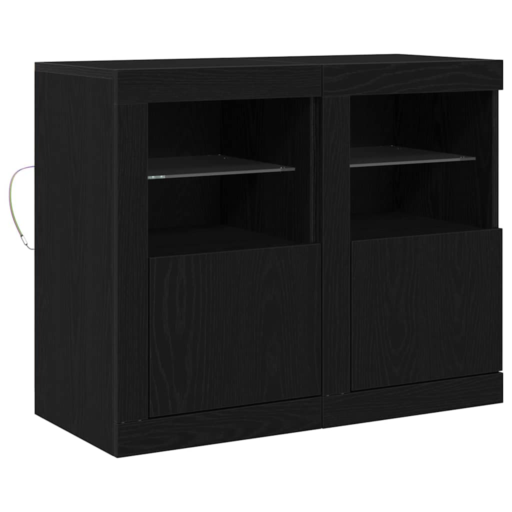 LED-Sideboard 2 pcs Schwarz Eichen-Optik 41 x 37 x 67 cm