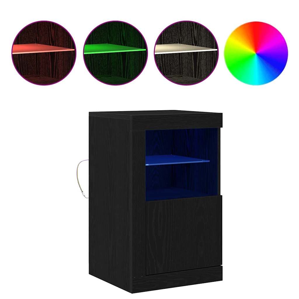LED-Sideboard 2 pcs Schwarz Eichen-Optik 41 x 37 x 67 cm
