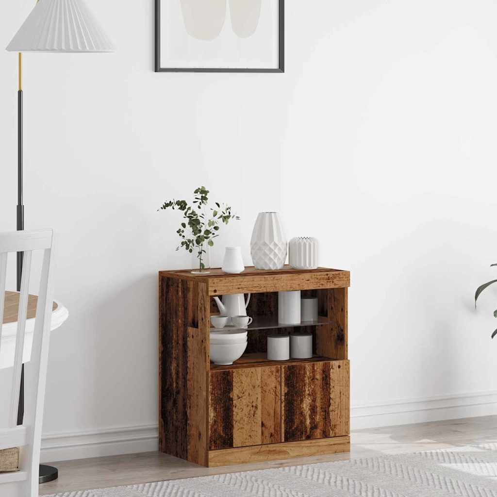 LED-Sideboard Braun 60,5 x 37 x 67 cm Holzwerkstoff