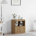 LED-Sideboard Braun 60,5 x 37 x 67 cm Holzwerkstoff