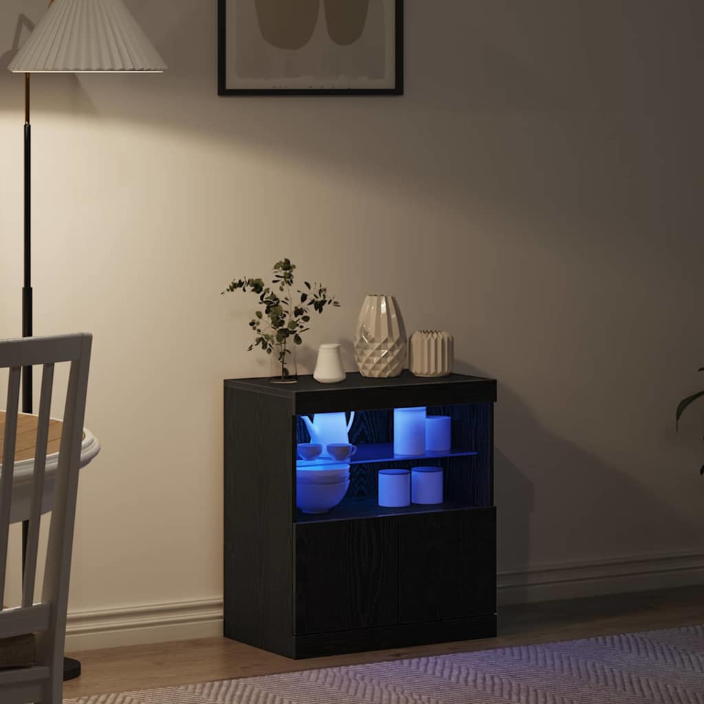 LED-Sideboard Schwarz 60,5 x 37 x 67 cm Holzwerkstoff