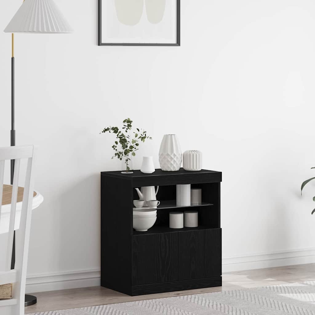 LED-Sideboard Schwarz 60,5 x 37 x 67 cm Holzwerkstoff