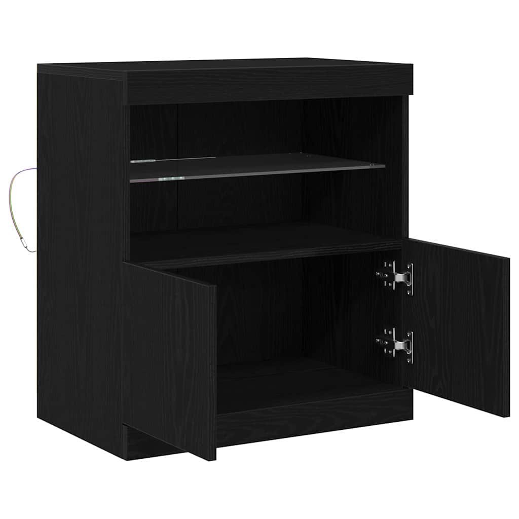 LED-Sideboard Schwarz 60,5 x 37 x 67 cm Holzwerkstoff