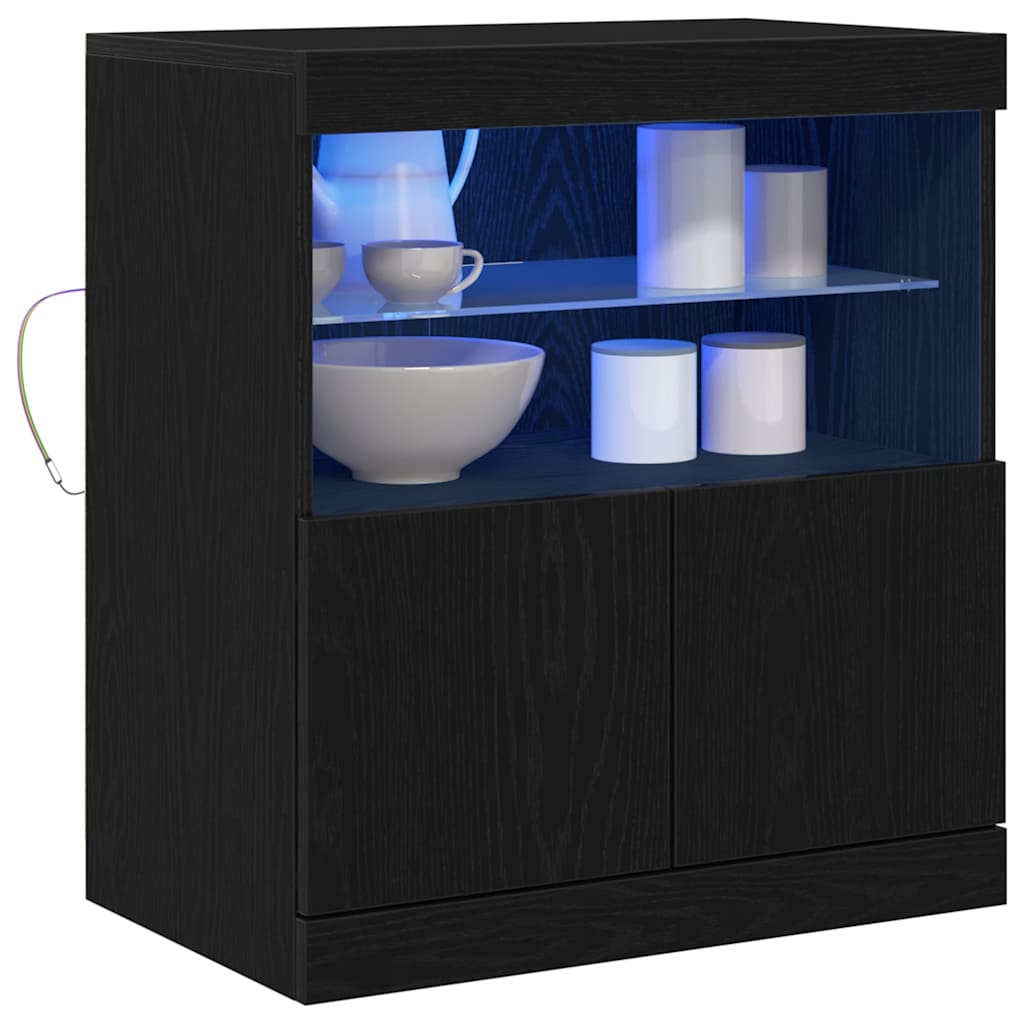 LED-Sideboard Schwarz 60,5 x 37 x 67 cm Holzwerkstoff
