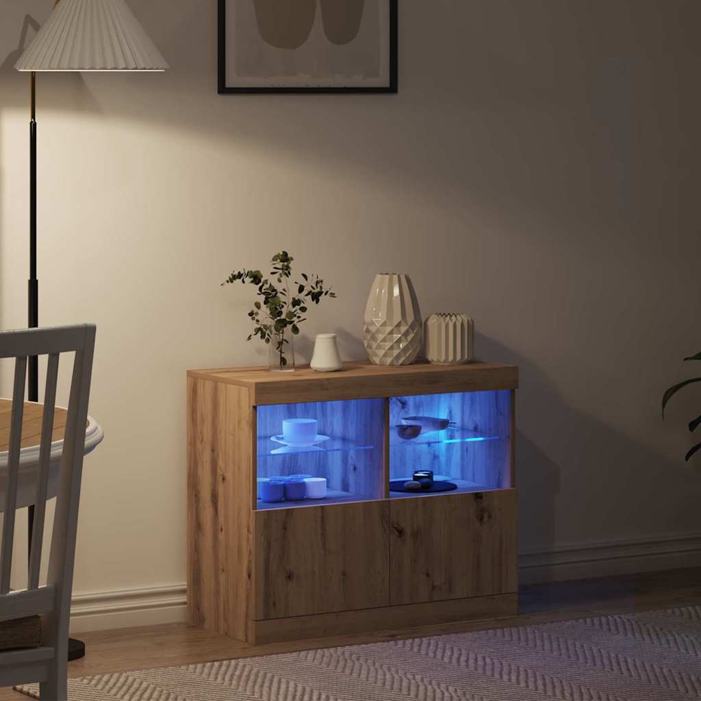 LED-Sideboard Braun 81 x 37 x 66,5 cm Holzwerkstoff