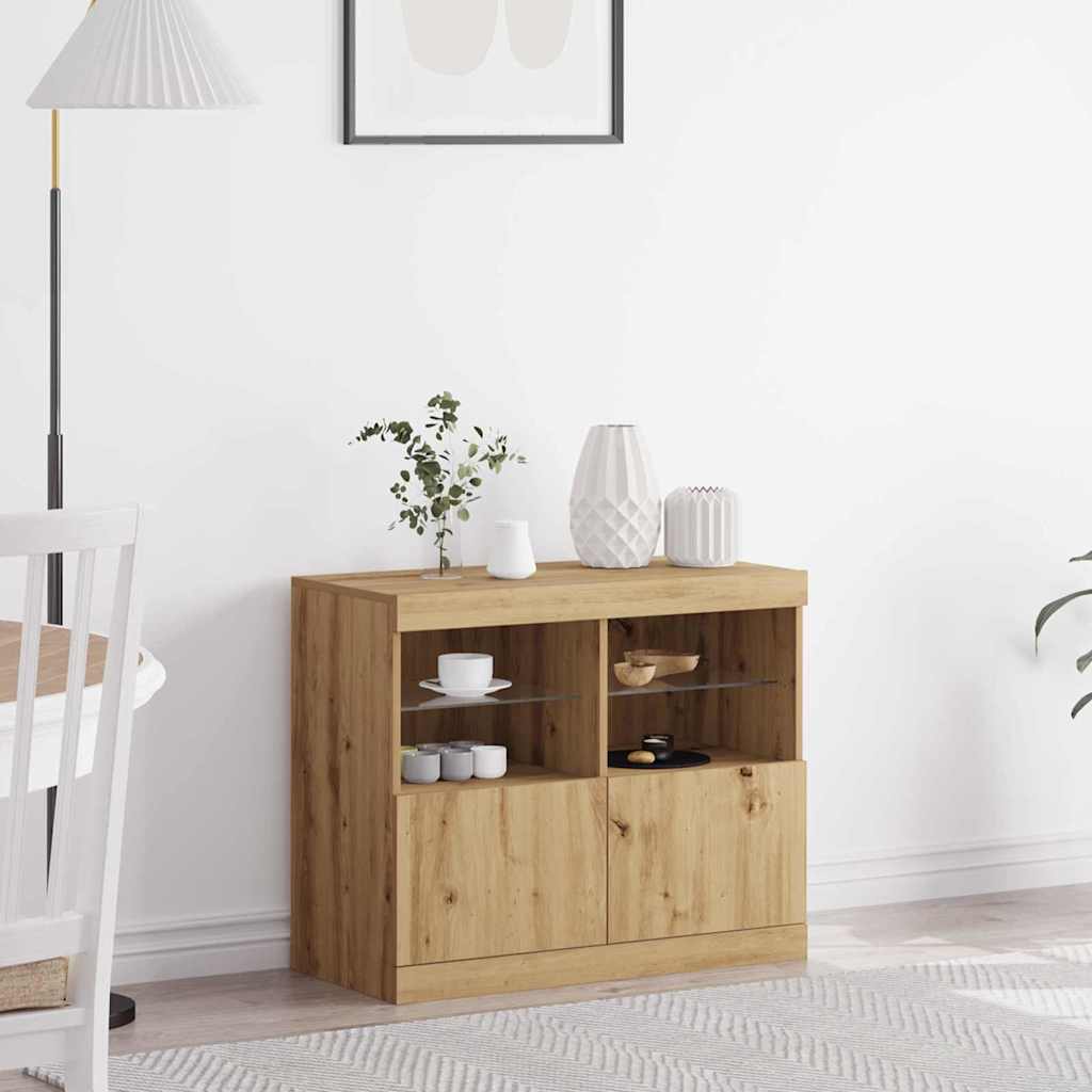 LED-Sideboard Braun 81 x 37 x 66,5 cm Holzwerkstoff