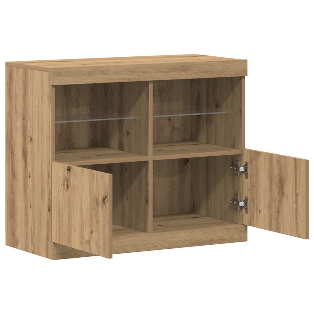 LED-Sideboard Braun 81 x 37 x 66,5 cm Holzwerkstoff
