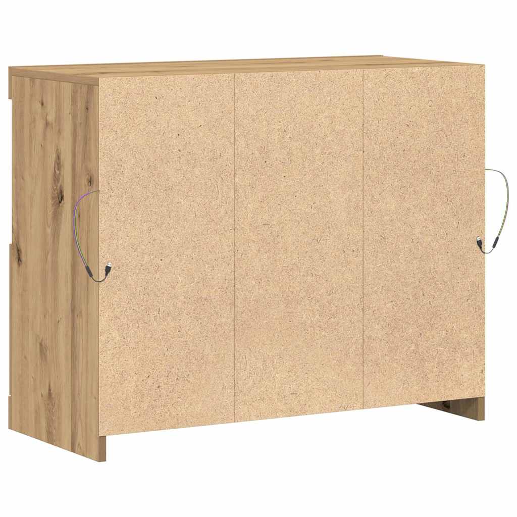 LED-Sideboard Braun 81 x 37 x 66,5 cm Holzwerkstoff