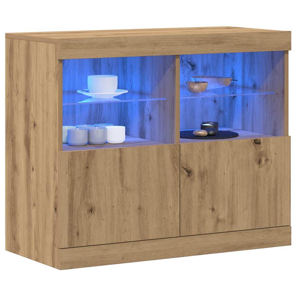 LED-Sideboard Braun 81 x 37 x 66,5 cm Holzwerkstoff