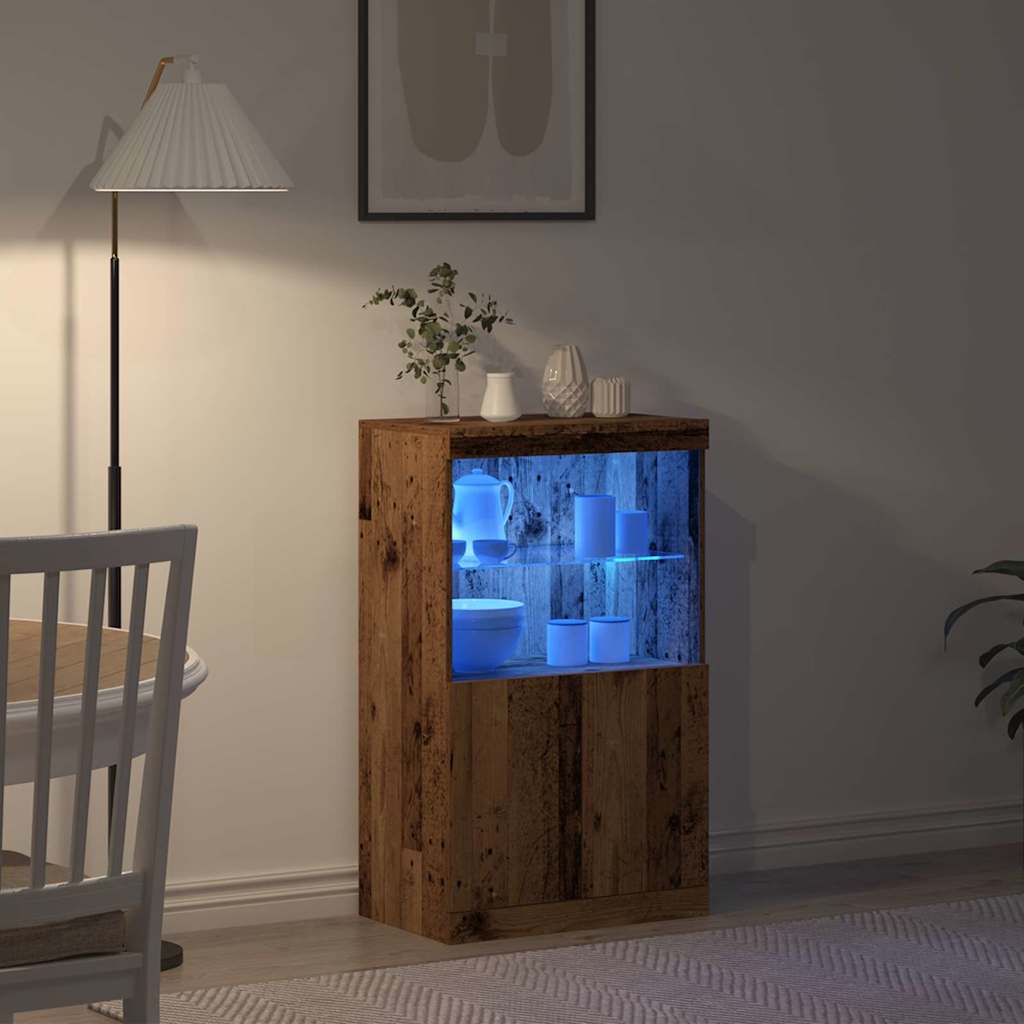 LED-Sideboard Braun 60 x 37 x 100 cm Holzwerkstoff
