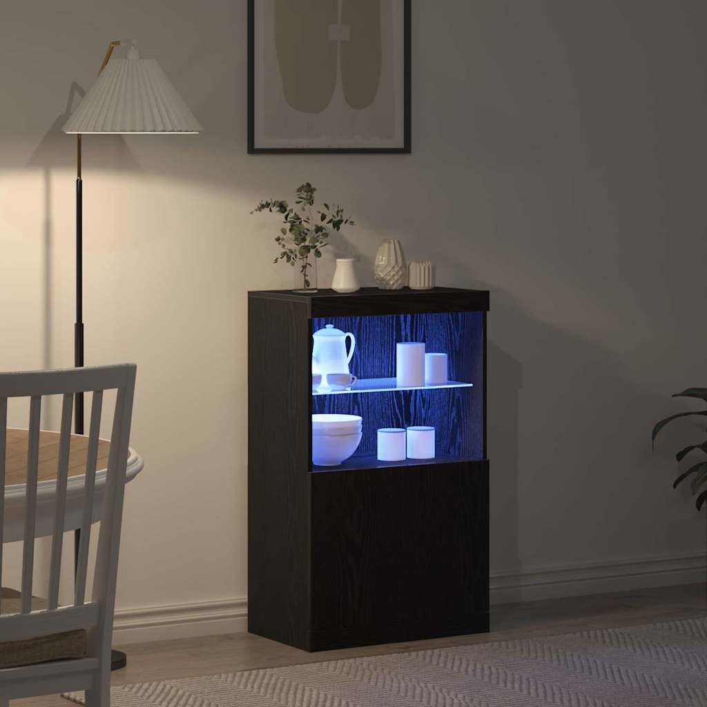LED-Sideboard Schwarz 60 x 37 x 100 cm Holzwerkstoff