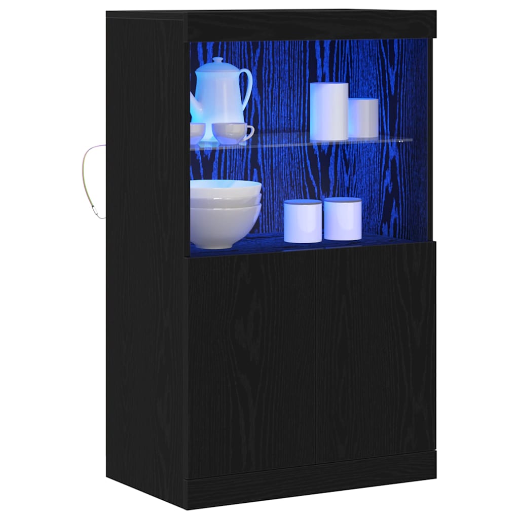 LED-Sideboard Schwarz 60 x 37 x 100 cm Holzwerkstoff