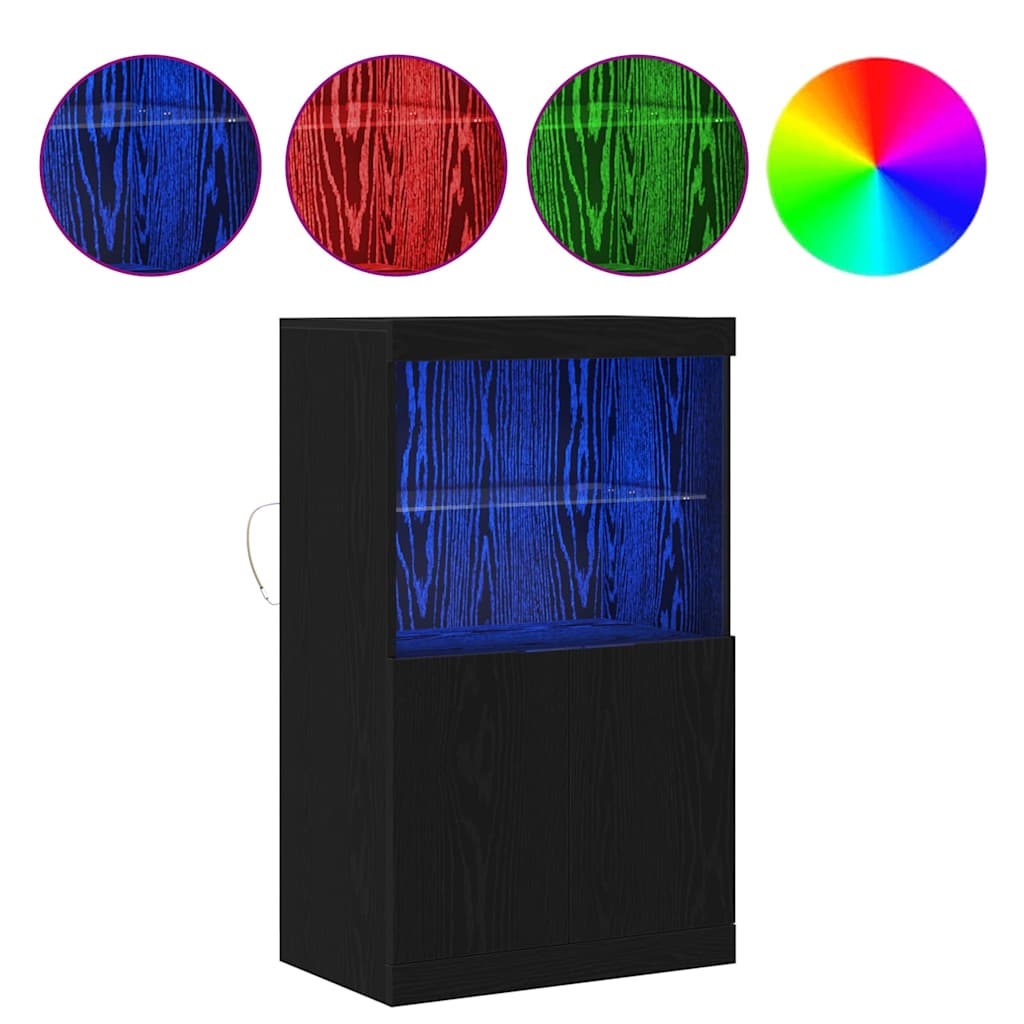 LED-Sideboard Schwarz 60 x 37 x 100 cm Holzwerkstoff