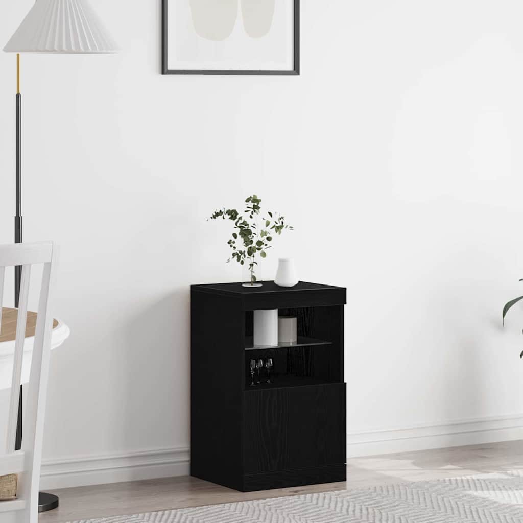 LED-Sideboard Schwarz Eichen-Optik 41 x 37 x 67 cm