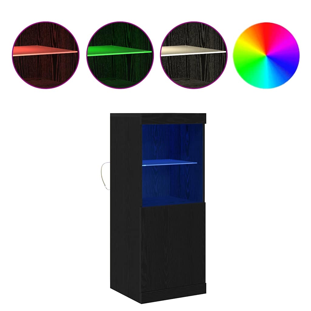 LED-Sideboard Schwarz Eichen-Optik 41 x 37 x 100 cm