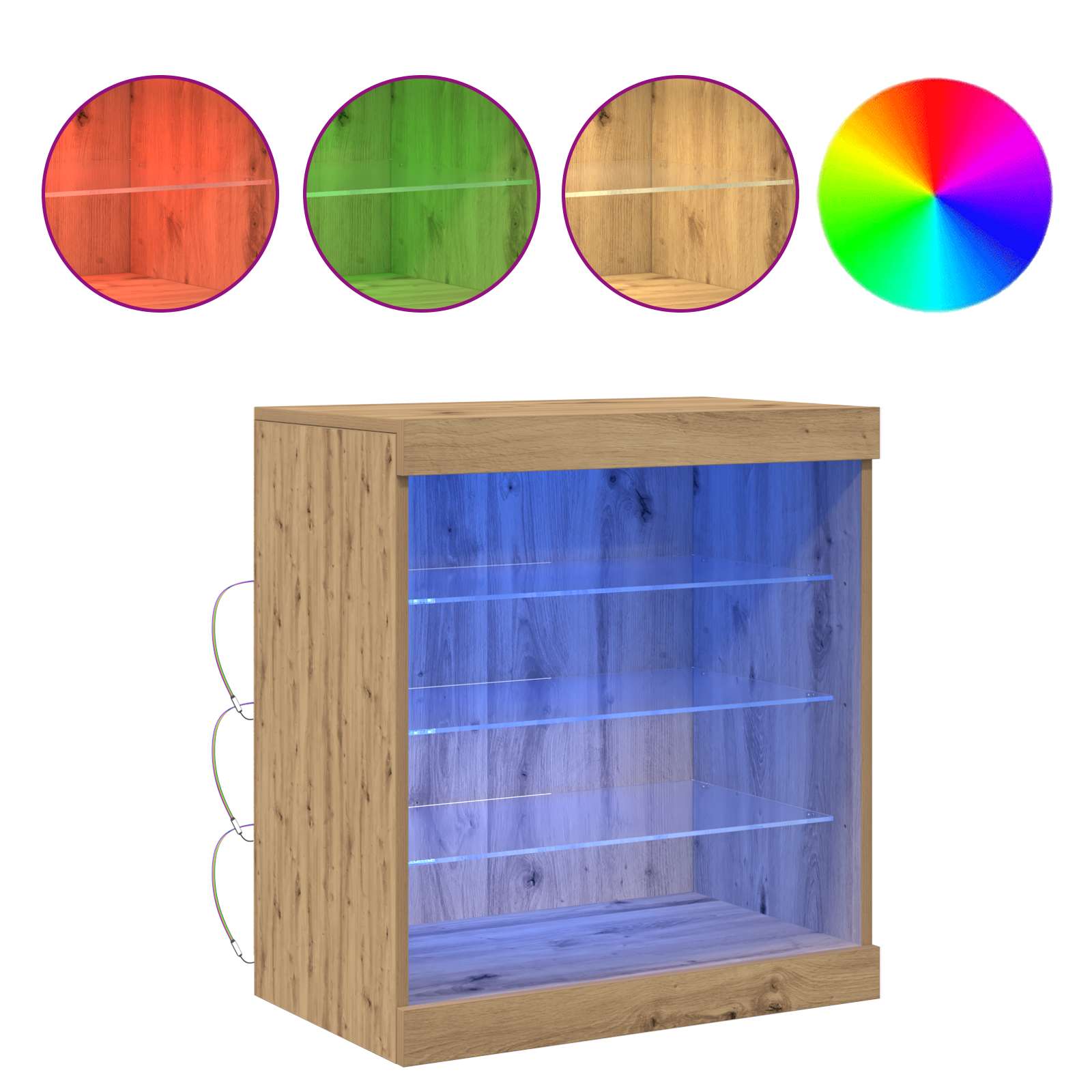 LED-Sideboard Artisan-Eiche 60,5 x 37 x 67 cm Holzwerkstoff