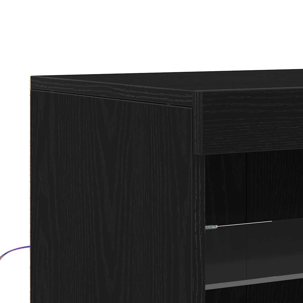 LED-Sideboard Schwarz Eichen-Optik 60,5 x 37 x 67 cm