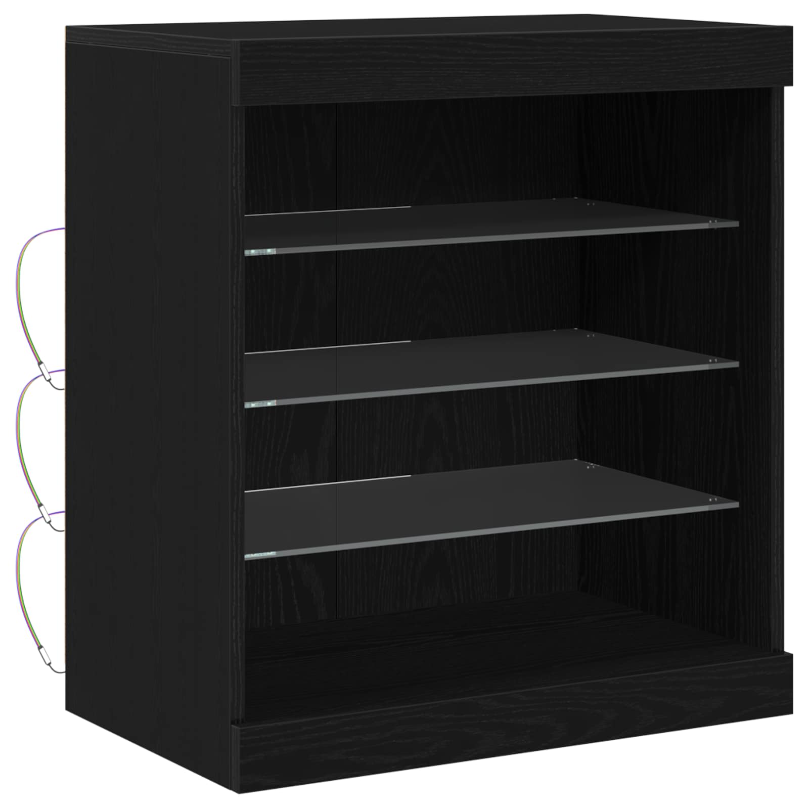 LED-Sideboard Schwarz Eichen-Optik 60,5 x 37 x 67 cm