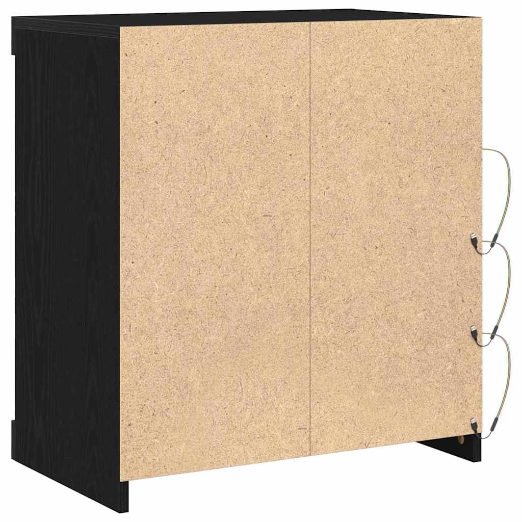 LED-Sideboard Schwarz Eichen-Optik 60,5 x 37 x 67 cm