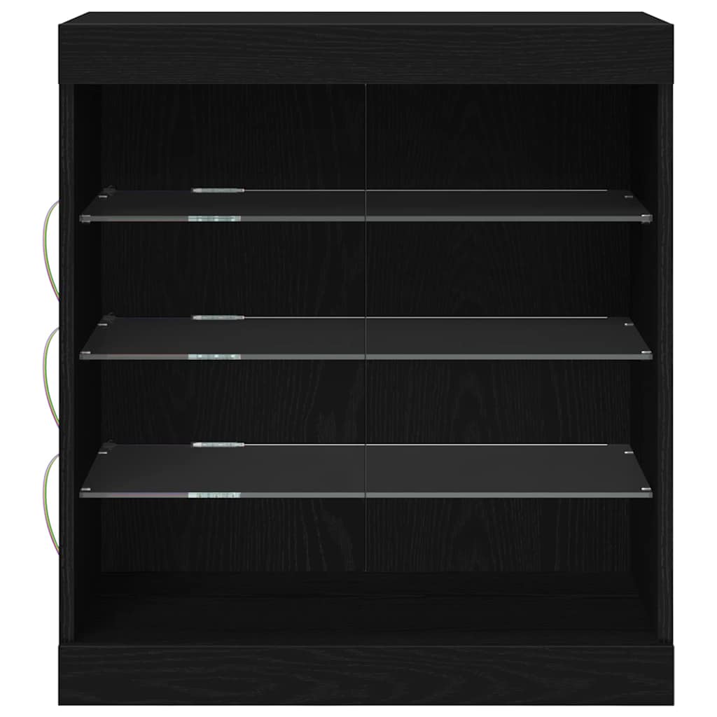 LED-Sideboard Schwarz Eichen-Optik 60,5 x 37 x 67 cm