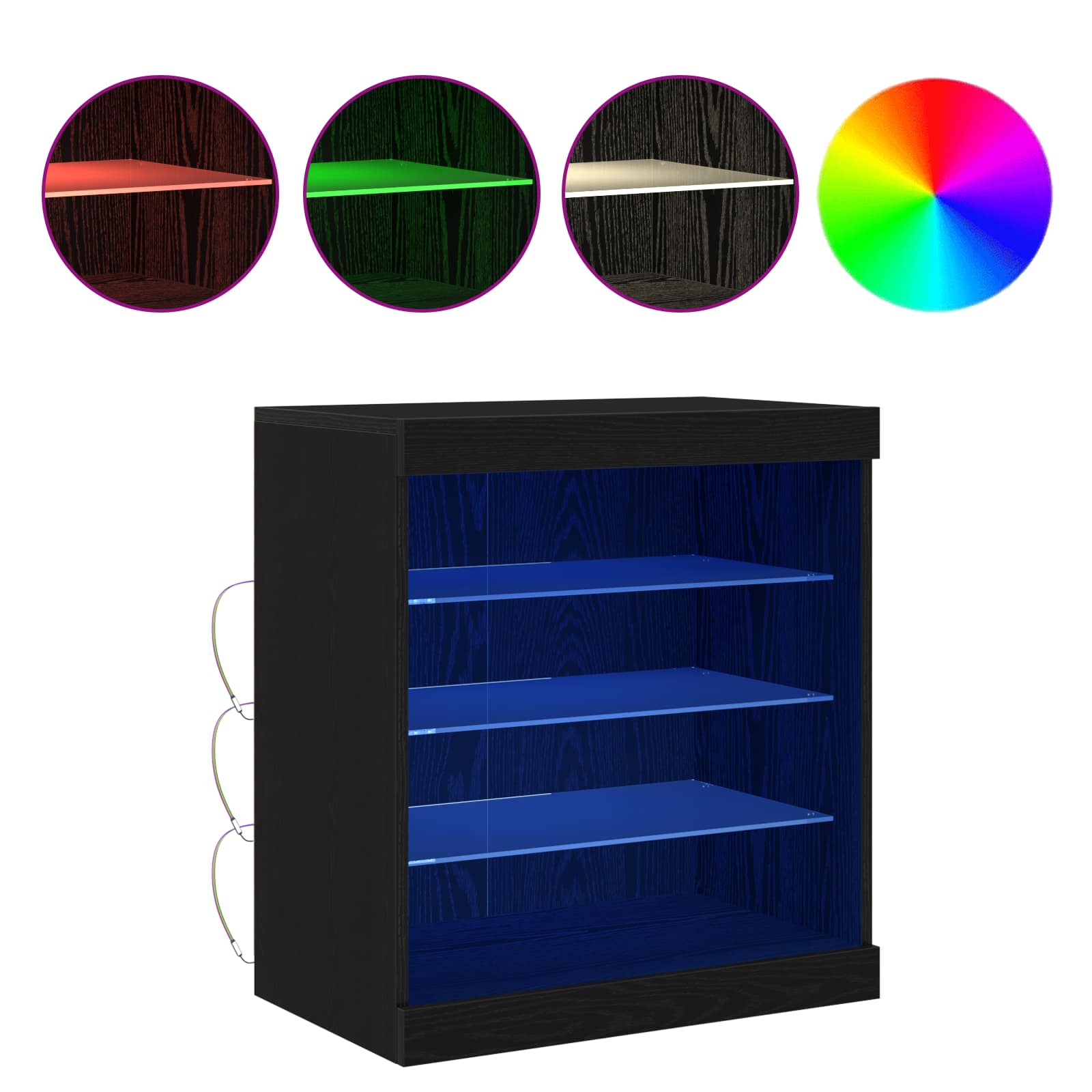 LED-Sideboard Schwarz Eichen-Optik 60,5 x 37 x 67 cm