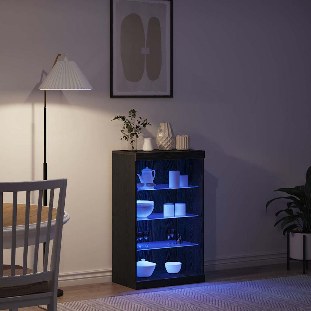 LED-Sideboard Schwarz Eichen-Optik 60,5 x 37 x 100 cm