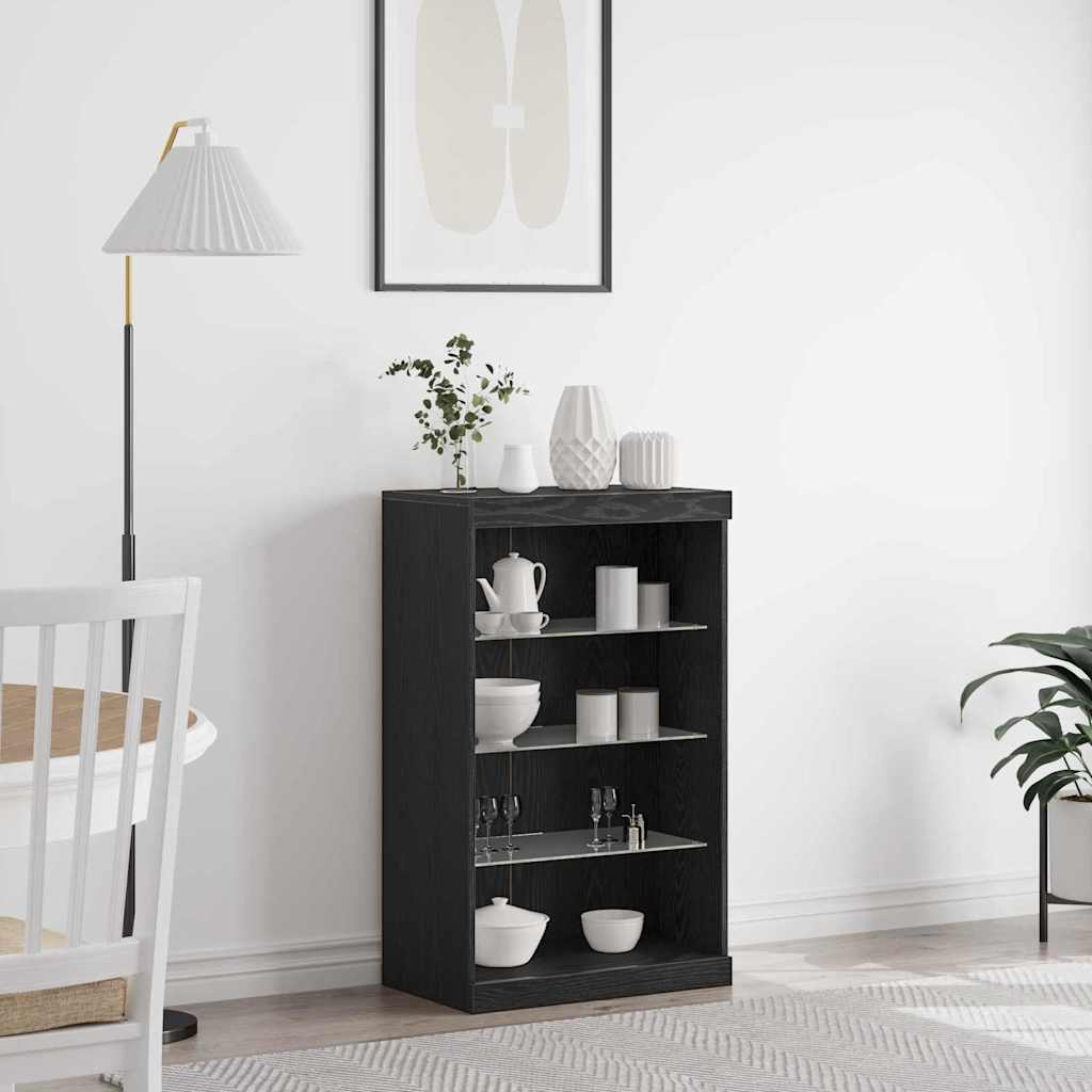 LED-Sideboard Schwarz Eichen-Optik 60,5 x 37 x 100 cm