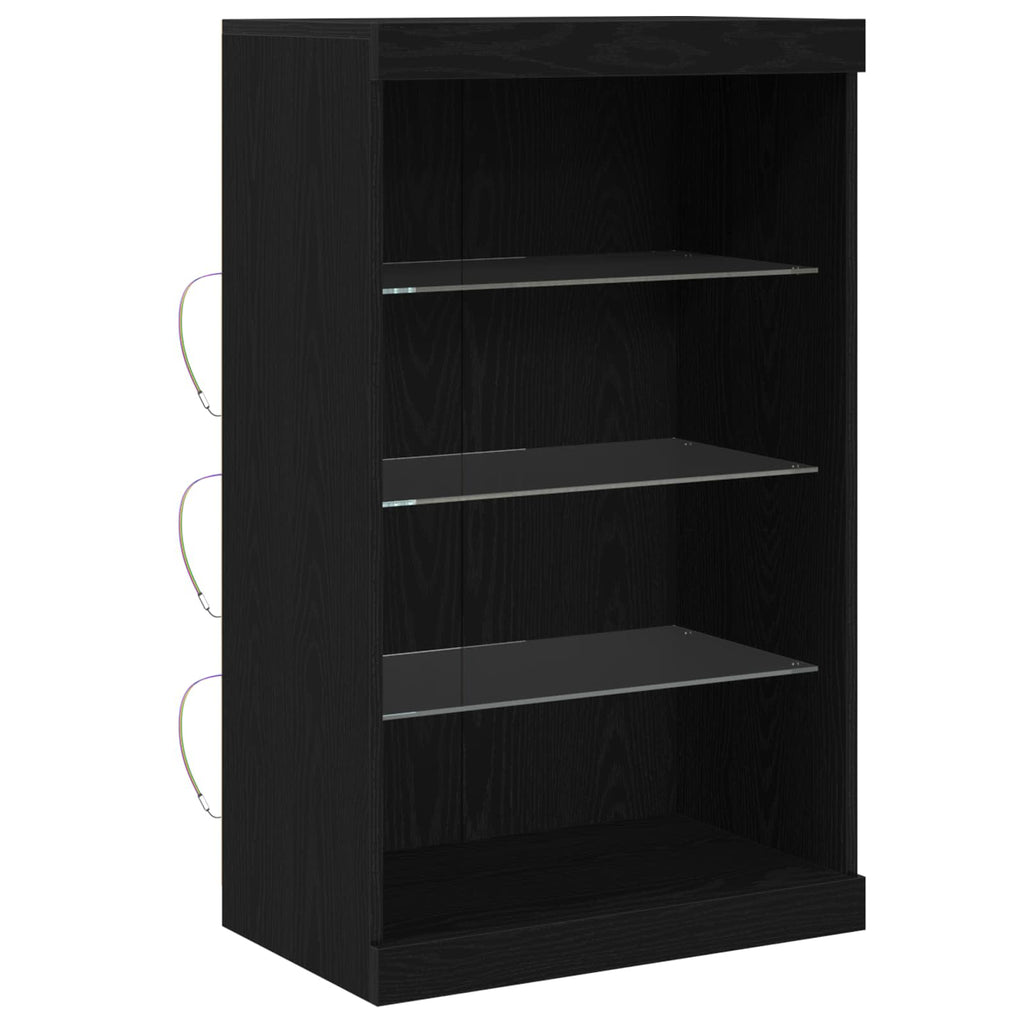LED-Sideboard Schwarz Eichen-Optik 60,5 x 37 x 100 cm