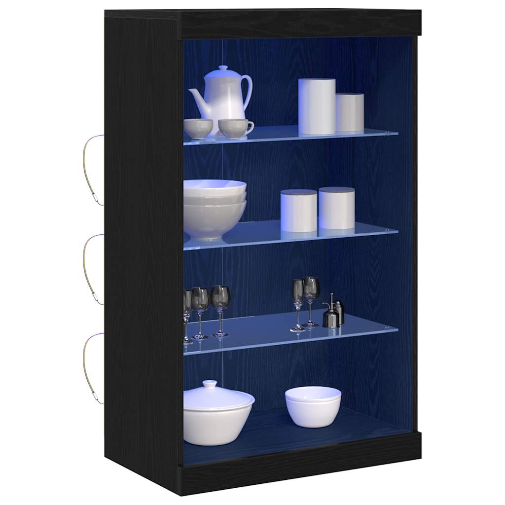 LED-Sideboard Schwarz Eichen-Optik 60,5 x 37 x 100 cm