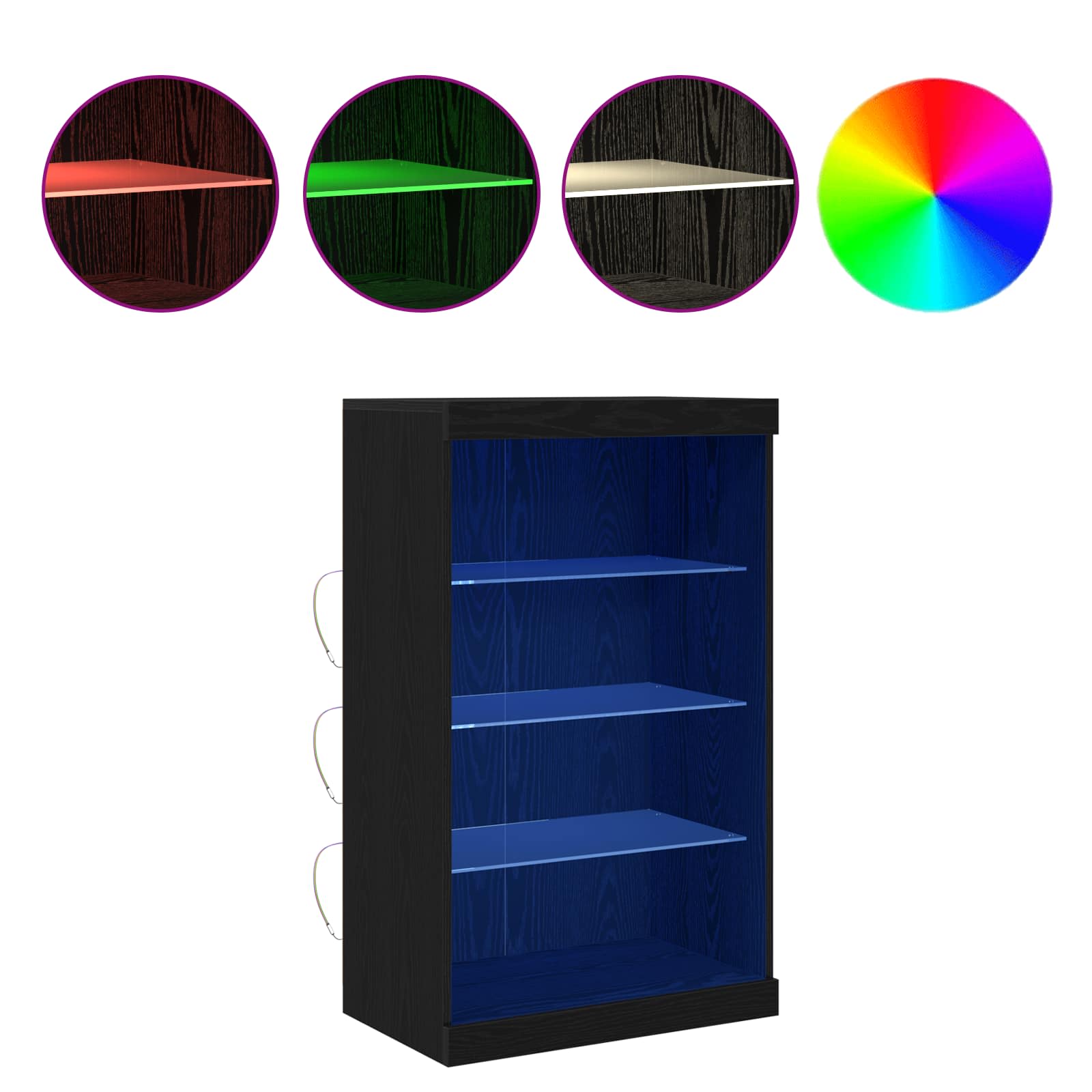 LED-Sideboard Schwarz Eichen-Optik 60,5 x 37 x 100 cm